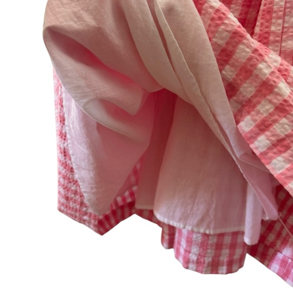 J. Crew Gingham Seersucker Tie Back Midi Dress Pink White Size 8 - Picture 11 of 13
